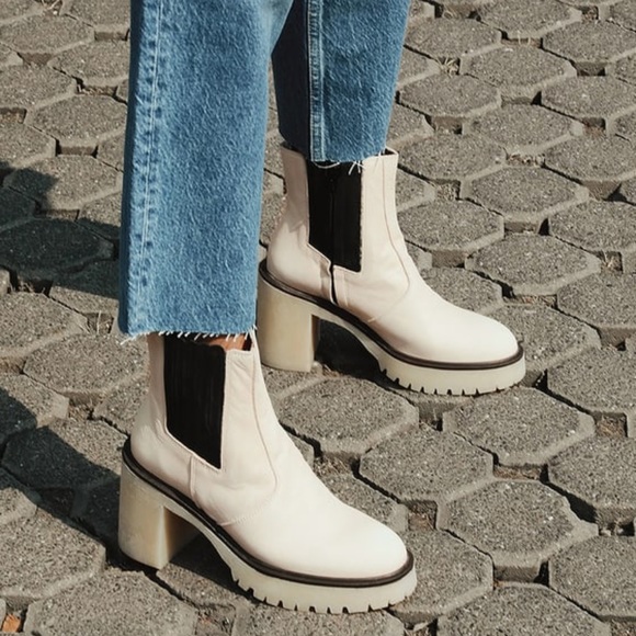 NWT Free People James Chelsea chunky white leather ankle boots size 49 US size 9 - Picture 5 of 8